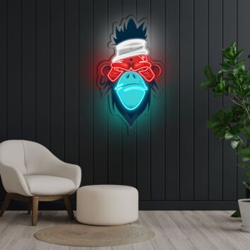 Affenkopf mit Stirnband und Sonnenbrille LED-Neonschild für Wohnzimmer Gamingzimmer
