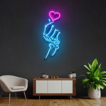 Skelett Hand mit Herzsymbol LED-Neonschild Wohnzimmer Bar