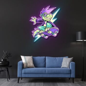 Skateboard Dinosaur LED-Neonschild Wohnzimmer Jugendzimmer