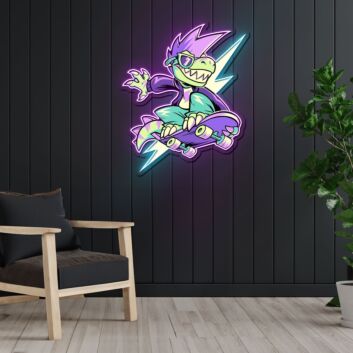 Skateboard Dinosaur LED-Neonschild Wohnzimmer Jugendzimmer