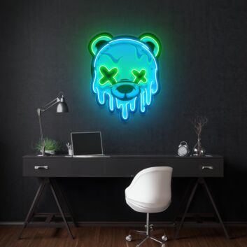 Schmelzender Bärenkopf LED-Neonschild Wohnzimmer Gamingzimmer