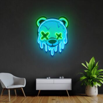 Schmelzender Bärenkopf LED-Neonschild Wohnzimmer Gamingzimmer