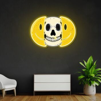 Totenkopf mit Smiley-Mond LED-Neonschild Wohnzimmer Bar