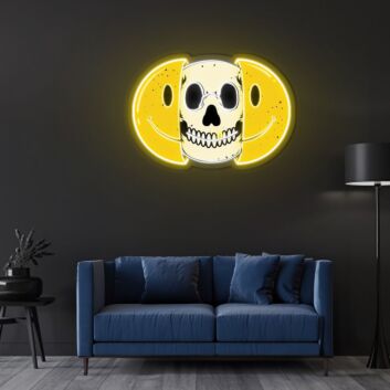 Totenkopf mit Smiley-Mond LED-Neonschild Wohnzimmer Bar