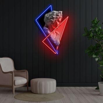 Klassische Büste mit geometrischen Neonformen LED-Neonschild Wohnzimmer Kunstgalerie