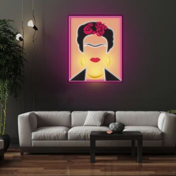 Porträt einer Frau mit Rosen im Haar LED-Neonschild Wohnzimmer Kunstdekor