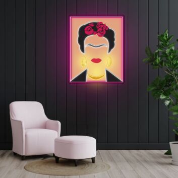 Porträt einer Frau mit Rosen im Haar LED-Neonschild Wohnzimmer Kunstdekor