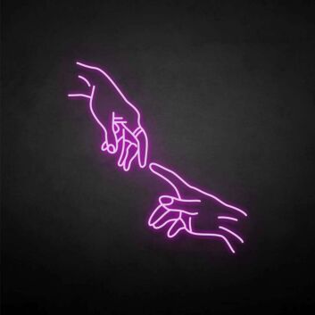 Zwei Hände mit ausgestreckten Fingern LED-Neonschild für Wohnzimmer und Studio