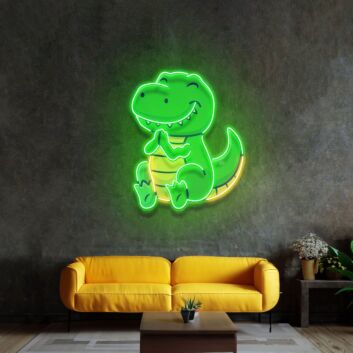 lächelnder Dinosaurier LED-Neonschild Wohnzimmer Kinderzimmer