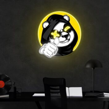 Panda mit Kapuzenpullover und Daumen hoch LED-Neonschild Wohnzimmer Gamingzimmer