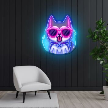 Hund mit Sonnenbrille LED-Neonschild Wohnzimmer Bar