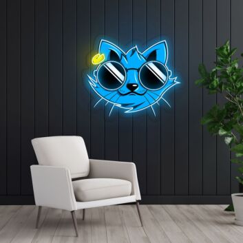 Katze mit Sonnenbrille LED-Neonschild Wohnzimmer Bar