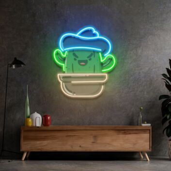 Kaktus mit Hut LED-Neonschild Wohnzimmer Cafe