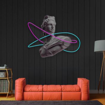 Klassische Büste mit Neonlinien LED-Neonschild Wohnzimmer Kunstgalerie