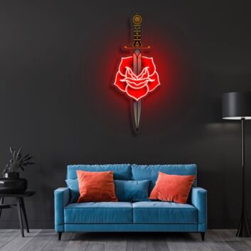 Schwert mit Rose LED-Neonschild Wohnzimmer Studio