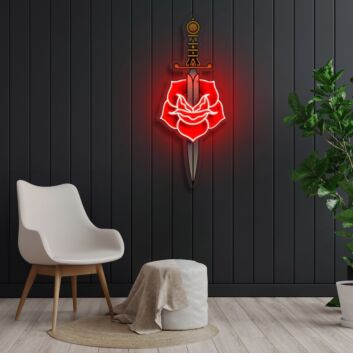Schwert mit Rose LED-Neonschild Wohnzimmer Studio