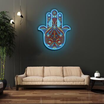 Hamsa Hand Symbol LED-Neonschild Wohnzimmer Meditationsraum