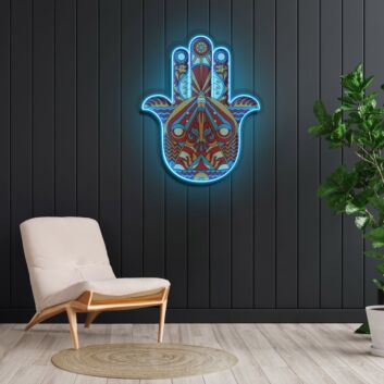 Hamsa Hand Symbol LED-Neonschild Wohnzimmer Meditationsraum