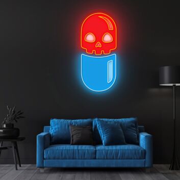 Totenkopf in Kapsel LED-Neonschild Wohnzimmer Bar