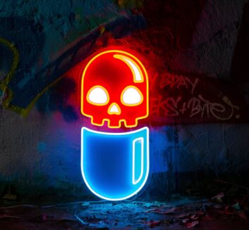 Totenkopf in Kapsel LED-Neonschild Wohnzimmer Bar
