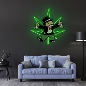 Spielfigur mit Cannabisblatt LED-Neonschild Wohnzimmer Gamingzimmer