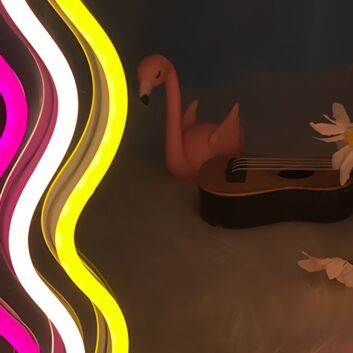 Wellenrahmen Spiegel LED-Neonschild für Wohnzimmer Schlafzimmer