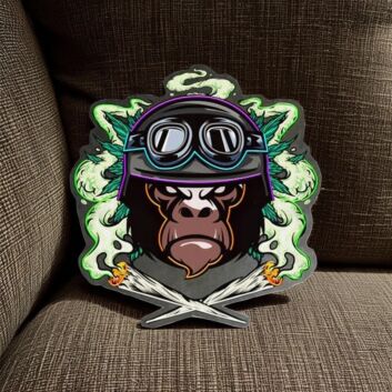 Gorilla mit Motorradhelm und Schutzbrille LED-Neonschild mit UV-Druck für Gaming Bar