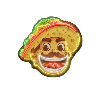 lächelndes Taco Gesicht LED-Neonschild für Restaurant Bar
