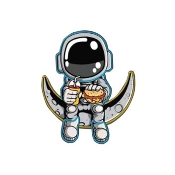 Astronaut mit Burger und Getränk auf Mond LED-Neonschild Schlafzimmer Wohnzimmer