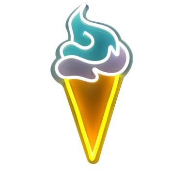 Eiswaffel mit Softeis LED-Neonschild für Café und Eisdiele