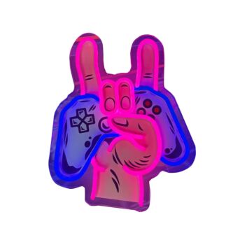 Hand mit Spielcontroller LED-Neonschild für Gaming Zimmer