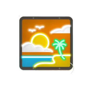 Strand mit Sonnenuntergang und Palme LED-Neonschild Wohnzimmer Home Deko