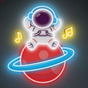 Astronaut auf Planet mit Musiknoten LED-Neonschild mit UV-Druck für Kinderzimmer Wohnzimmer
