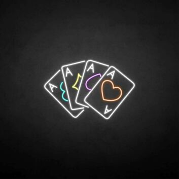 Vier Asse als LED-Neonschild
