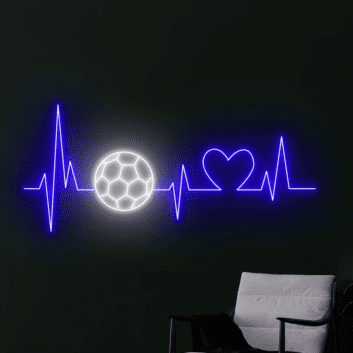 Fußball Herzschlag LED-Neonschild mit Ball-Motiv