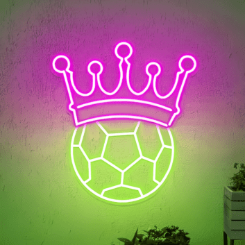 Fußball mit Krone LED-Neonschild Sportbar Wohnzimmer