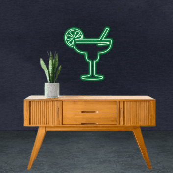Cocktailglas mit Zitronenscheibe LED-Neonschild für Bar und Wohnzimmer