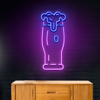 Bierglas mit Schaum LED-Neonschild für Bar und Kneipe