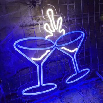 zwei Cocktailgläser LED-Neonschild für Bar Party