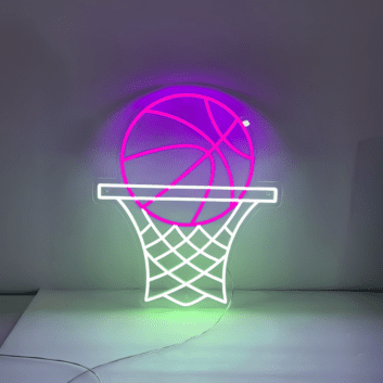 Basketballkorb mit Ball LED-Neonschild Sportzimmer Bar