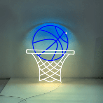 Basketballkorb mit Ball LED-Neonschild Sportzimmer Bar
