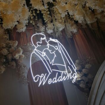 Wedding Neon LED Schild Brautpaar Silhouette