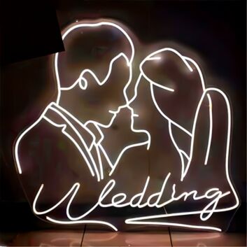 Wedding Neon LED Schild Brautpaar Silhouette