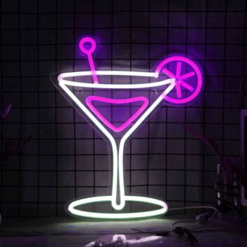 Cocktailglas mit Zitronenscheibe LED-Neonschild für Bar Club