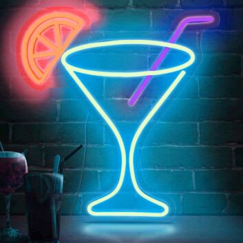 Cocktailglas mit Zitronenscheibe LED-Neonschild für Bar Club