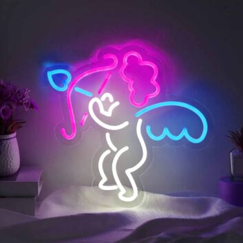 Verspieltes LED Neonschild mit tanzendem Engel Motiv in lebendigen Farben als kreative Wanddekoration für Kinderzimmer Schlafzimmer Wohnzimmer oder moderne Raumgestaltung