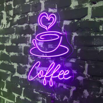 Kaffeetasse mit Herzsymbol LED Neonschild für Café und Küche