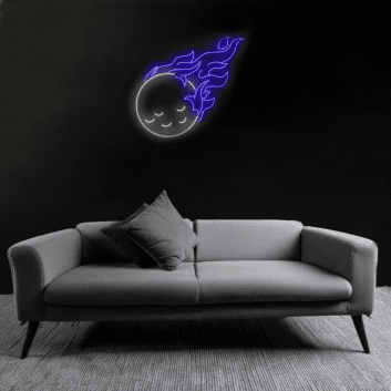 Abstraktes LED Neonschild im Kometen Design als moderne Wandbeleuchtung für Wohnzimmer Lounge Schlafzimmer oder kreative Räume