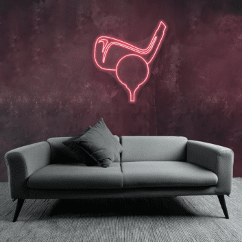 Golfball mit Schläger LED Neon Schild