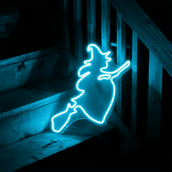 fliegende Hexe auf Besen LED-Neonschild für Halloween Party